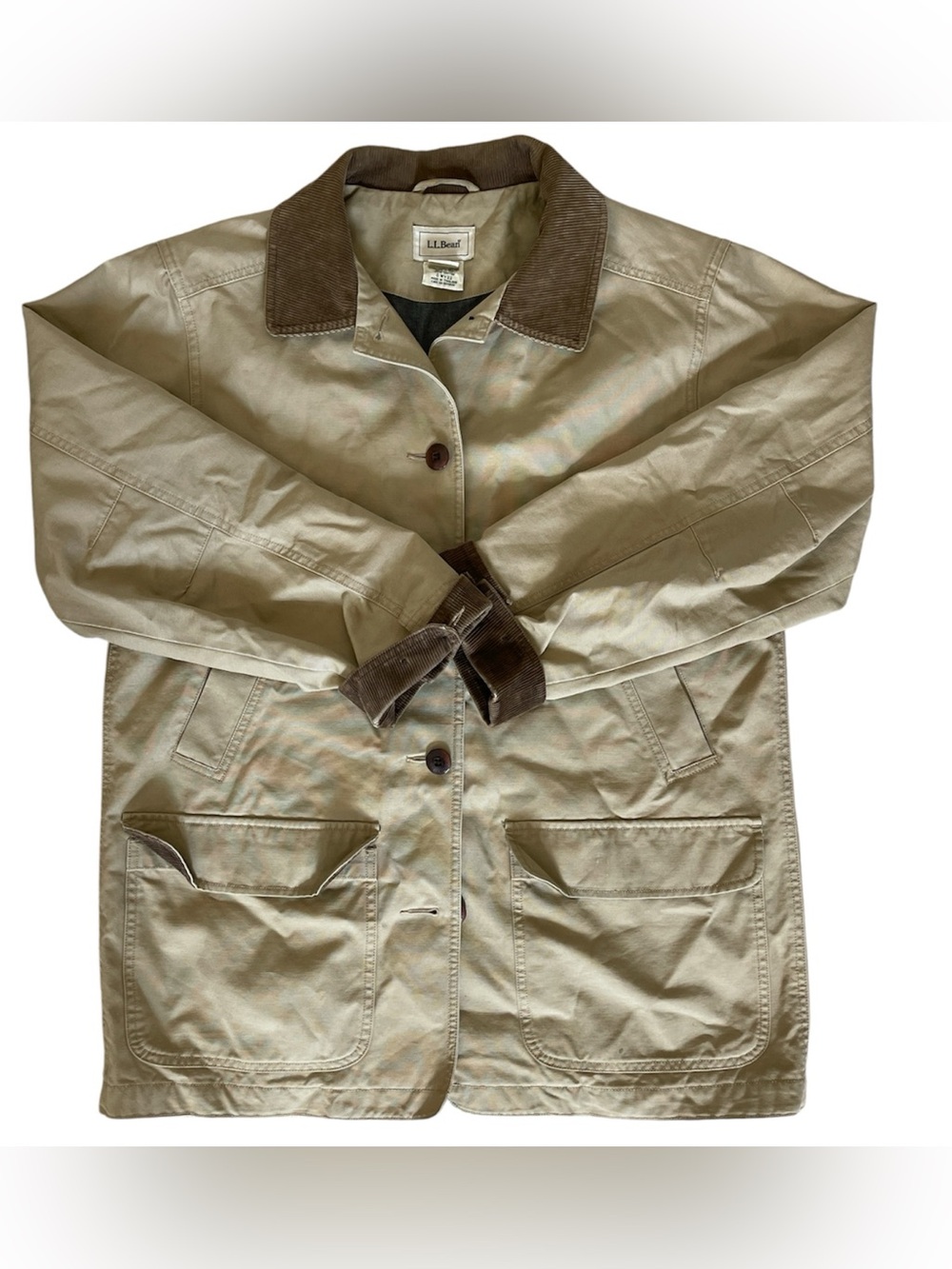 L.L.Bean Vintage Canvas Field Chore Barn Jacket Beige Brown Corduroy Women M